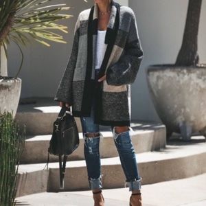 Colorblock knit cardigan sweater